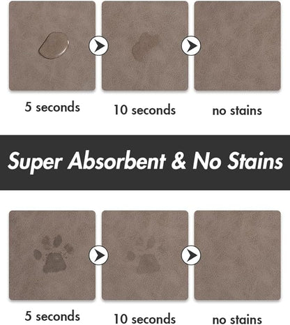 Absorbent Dog Water Mat-Cat Mat for Food and Water Bowl, Quick Dry Pet Feeding Mat, No Stains Cat Food mat, Dog Accessories Pet Supplies-Dog Bowl Mat for Messy Drinkers