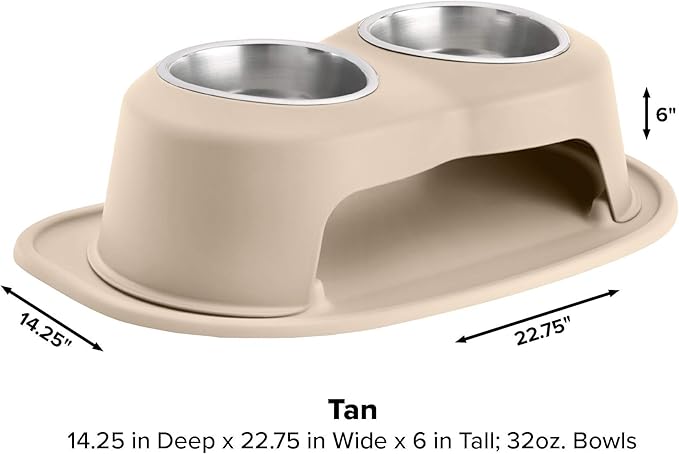 WeatherTech Double High Pet Feeding System - Elevated Dog/Cat Bowls - 6 inch High Tan (DHC3206TNTN)