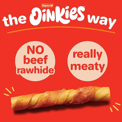 Hartz Oinkies Jerky Twists with Naturally Smoked Pork & Real Chicken Breast Dog Treats, Highly Digestible Long Lasting Dog Chews, 8 Count