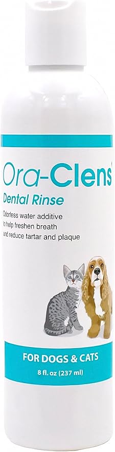 Ora-Clens Dental Rinse for Dogs & Cats - Cleans Teeth, Freshens Breath - Antimicrobial - 8 fl oz