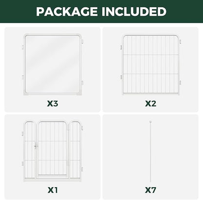 FXW AuraSpace Pro Acrylic & Wire Mesh Indoor Dog Playpen, 24" Height 6 Panels Metal Dog Pen for Puppies & Small Dogs, White│Patented