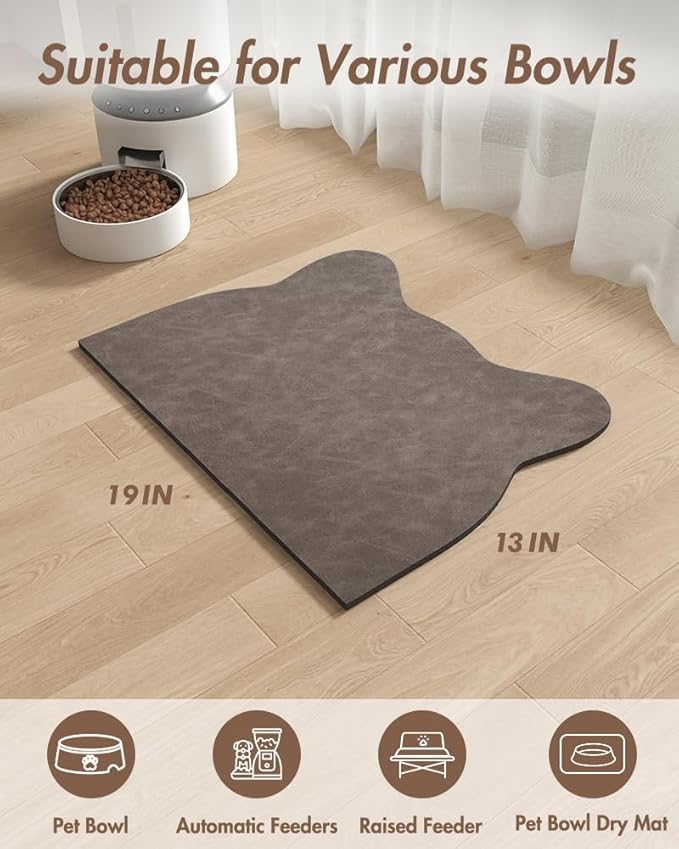 Absorbent Dog Food Mat-Dog Cat Mat for Food and Water Bowl, Quick Dry Pet Food Mat, No Stains Pet Feeding Pad, Cat Accessories Pet Supplies-Water Bowl Mat for Messy Drinkers