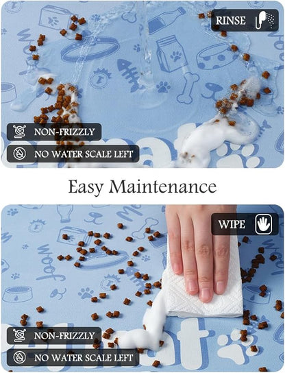 Pet Feeding Mat-Absorbent Dog Mat for Food and Water Bowl-No Stains Quick Dry Dog Water Dispenser Mat