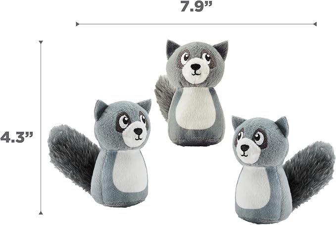 Outward Hound Squeakin' Raccoon Hide A Puzzle Plush Replacement Dog Toys - 3 Pack