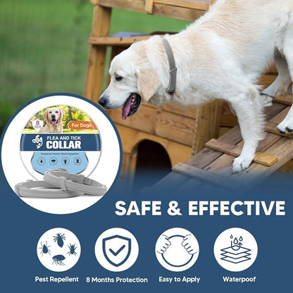 Flea Collar for Dogs, Tick and Fleas Collar for Large Dog, Adjustable Dog Tick Collars for Medium & Large Breeds, Sturdy with 8 Months Protection-Pack of 2