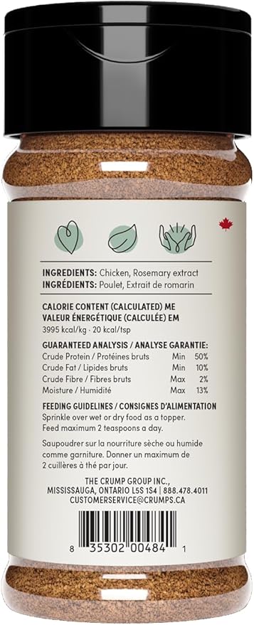 Crumps Naturals Chicken Sprinkles 4.2oz, Dog Treats, Sprinkles, Toppers