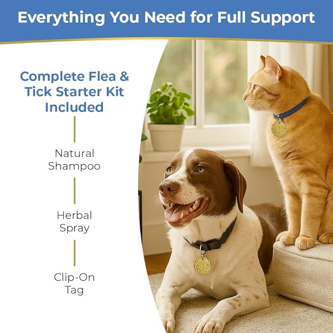 Dog & Cat Flea Collar Tag. All Natural Flea and Tick Prevention with BioResonance Technology Lasts Up to 12 Months. No Pesticides. Safe Non-Toxic Flea Tag .Attach to Collar/Works Without Chemicals