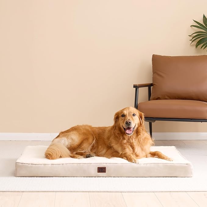 EHEYCIGA Orthopedic XXL Dog Beds for Jumbo Dogs with Removable Washable Cover for Crate, Camel, 47x29