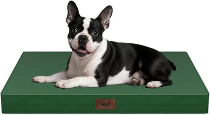 Outdoor Dog Bed for Small Dogs, Waterproof Dog Crate Bed for Medium Dogs Cats, Orthopedic Egg Crate Foam Pet Bed with Washable Removable Oxford Cover, Dark Green