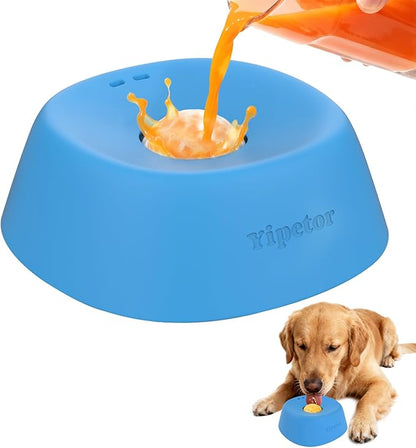Yipetor Slow Feeder Dog Bowls for Liquid Treat, 【Entertained Ball-in】 Bone Broth Dog Lick Bowl, 3/4 Cup Yogurt Pup Lick Toy for Large Medium Small Breeds Dietary Supplement/Post-op Nutrition
