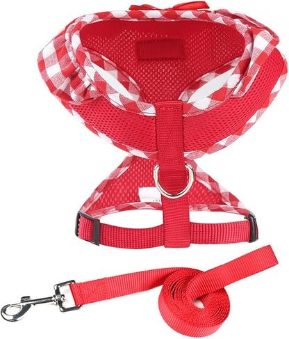 SuperBuddy Upgraded Soft Mesh Dog Harness, Super Breathable Lightweight Pet Harnesses for Puppy Dogs Outdoor Walking, Red Dog Harness and Dog Leash Set Packing -Small