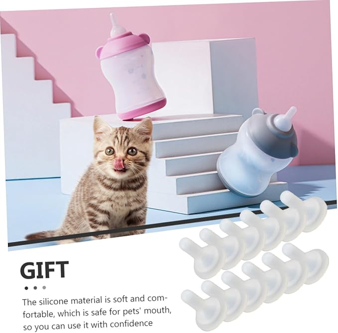 HANABASS 20pcs Pet Feeding Supplies Puppy Kitten Pacifiers and Milk Bottle Nipples for Hand-Feeding Small Animals Easy to Clean and Install