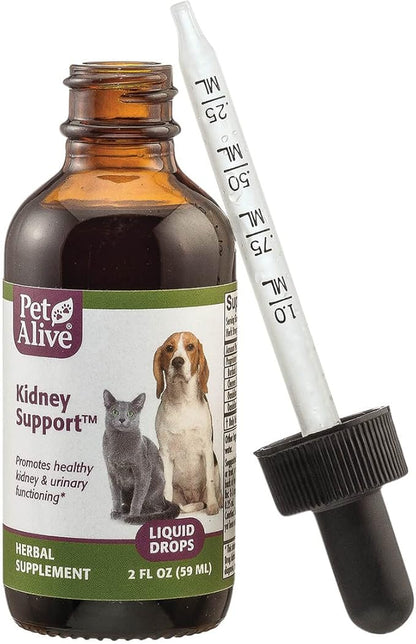 Pet Alive Kidney Support - All Natural Herbal Supplement Promotes Healthy Kidney and Urinary Functioning in Cats and Dogs - 59 mL