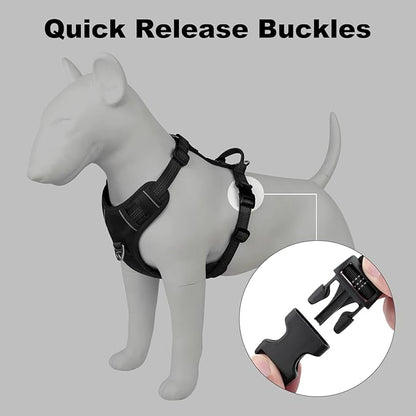 Plutus Pet No Pull Dog Harness, Reflective Adjustable Dog Vest Harness with Handle, Escape Proof, Soft Padded for Small Medium Large Dogs (Black, M)