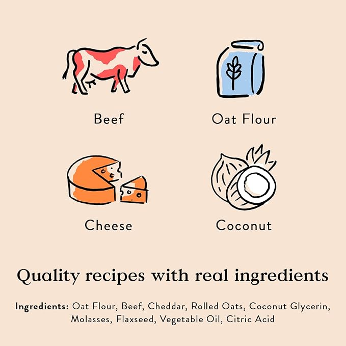 Bocce's Bakery Oven Baked Say Moo Treats for Dogs, Wheat-Free Everyday Dog Treats, Made with Real Ingredients, Baked in The USA, Natural Soft & Chewy Cookies, Beef & Cheddar Recipe, 6 oz