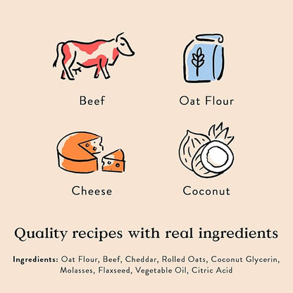 Bocce's Bakery Oven Baked Say Moo Treats for Dogs, Wheat-Free Everyday Dog Treats, Made with Real Ingredients, Baked in The USA, Natural Soft & Chewy Cookies, Beef & Cheddar Recipe, 6 oz