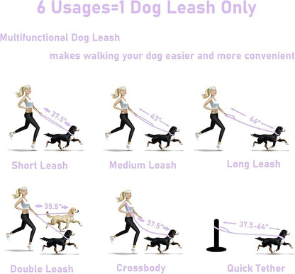 ZALER Dog Collar and Leash Set, Waterproof Adjustable Odor Proof Pet Collars Leashes Easy to Clean, 6FT Dog Leash with 2 Hooks for Large, Medium Small Dogs (L, Purple)