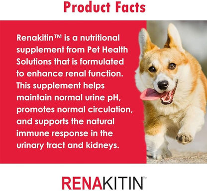 Renakitin Kidney Supplements for Dogs Cats - Contains Chitosan & Calcium Carbonate, Support Optimal Kidney Function, Great Tasting Chicken Flavor, 6.3 oz