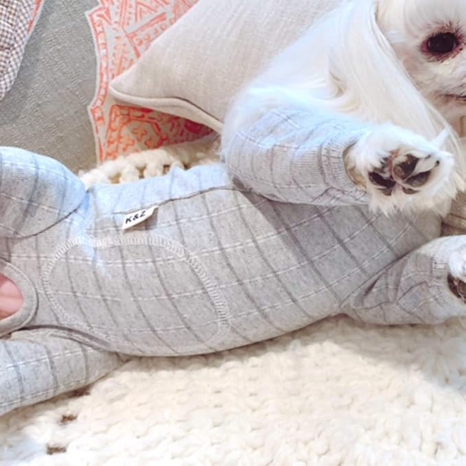 Recovery Suit for Dog After Surgery Cut Pet Recovery Shirt Dog Abdominal Wounds Bandages,Wound Protective Full Coverage Dog's Bodysuit for Surgery Female Dog Prevent Licking(RSS08-Fgrey-L)