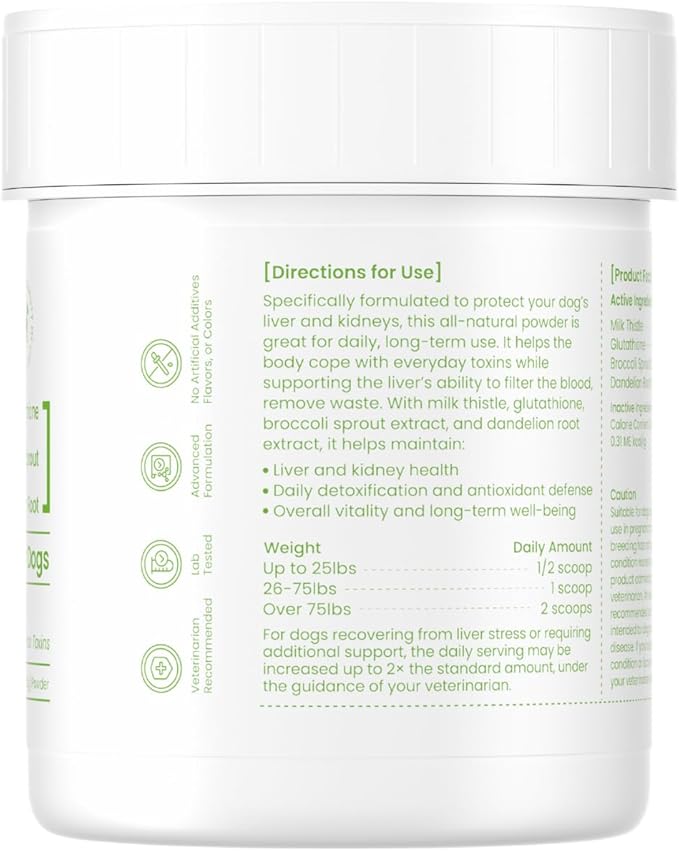 Pawpulse Formula Milk Thistle for Dogs – Liver & Kidney Support Powder with Silymarin & Glutathione – Daily Detox, Antioxidant & Metabolic Natural Support, 2.12 oz