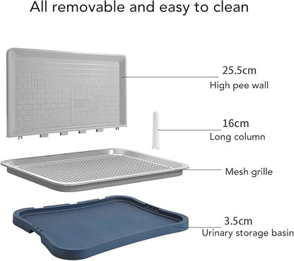 Puppy Potty Training Tray,Portable Puppy Mesh Training Potty Dog Training Toilet with Wall Column Removable Pee Pad Tray for Large Small Medium Pets (Dark Blue)