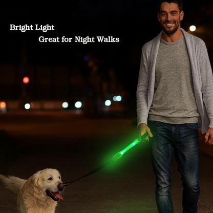 Heavy Duty Dog Leash and LED Light Set, LED Light with Nylon Stickers, Universal Glowing Accessories Easy to Attach Collar Leash and Harness, Safety LED Light Up Band for Dogs at Night Walking
