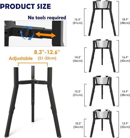 Elevated Dog Bowl Stand for Large Dogs, Adjustable Height & Width,Single Raised Dog Food Water Holder,Bowl Not Included