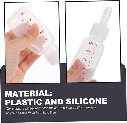 3Pcs PET Feeding Bottles for Small Animals Portable Plastic Milk Bottle Set Flow Nipples for Kittens Puppies and Small Pets
