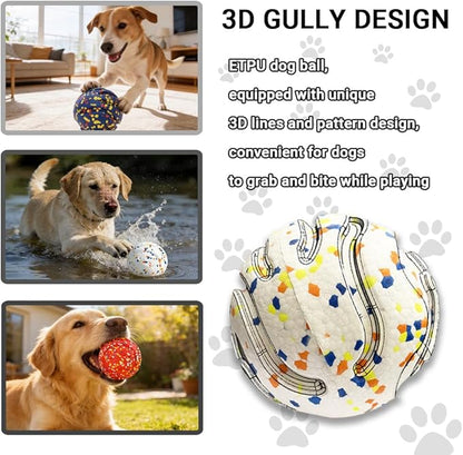 Mankoda Durable ETPU Dog Toy Ball, 5 Inch Big Dog Balls for Aggressive Chewers - Hollow Design and Textured Gullies/Non-Toxic Bite/Built-in Low-Noise Bell, Dog Chew Toy for Medium/Large Dogs