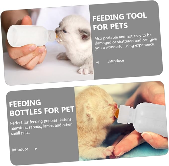 WOONEKY Pet Milk Bottle Set Kitten Puppy Replacement Feeding Bottles Easy Feeding for Small Animals