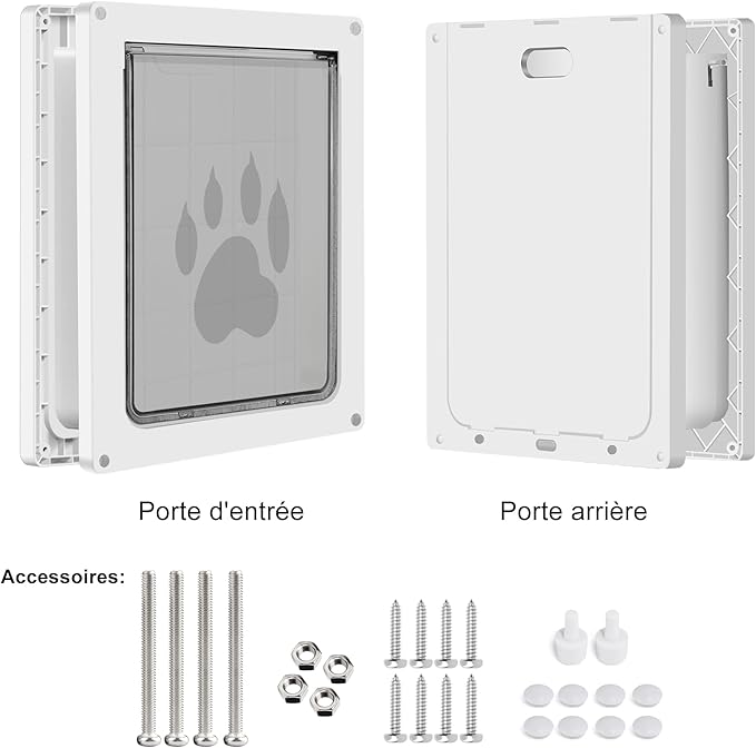 CEESC Dog Door for Pets Up to 45 lb, Weatherproof Pet Door for Cats and Dogs, Durable, Snap-in Closing Panel Included, Suitable for Interior and Exterior Doors(Medium White)