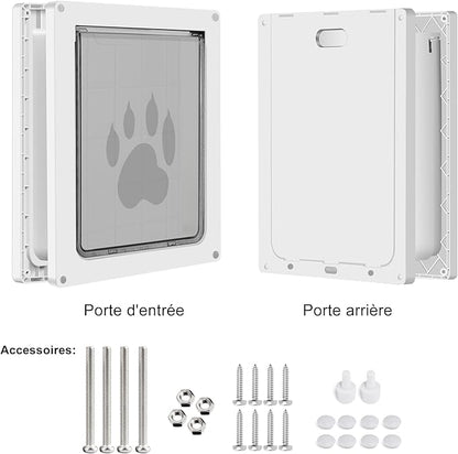 CEESC Dog Door for Pets Up to 45 lb, Weatherproof Pet Door for Cats and Dogs, Durable, Snap-in Closing Panel Included, Suitable for Interior and Exterior Doors(Medium White)