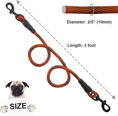 BTINESFUL 3FT Dog Tie Down, Nylon Rope Short Dog Tether Indoor House Leash Training Safety Vehicle Tether for Large Medium Strong Puppy (2/5" *3ft, Orange)