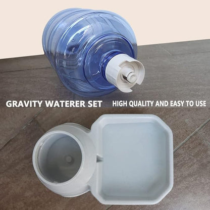 Automatic Dog Cat Water Dispenser,Gravity Multi Pet Drinking Fountain,Set with Pet Bowl for Medium Dog Puppy Kitten, 1 Gallon/ 3.8L Capacity (Waterer)