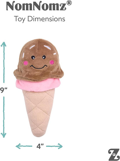 ZippyPaws NomNomz - Dog Squeaky Toys to Keep Them Busy, Funny Food Plush for Small & Medium Dogs, Cute Stuffed Puppy Toy, Pet Products, Gift for Dogs of All Breeds, Soft and Cuddly - Ice Cream