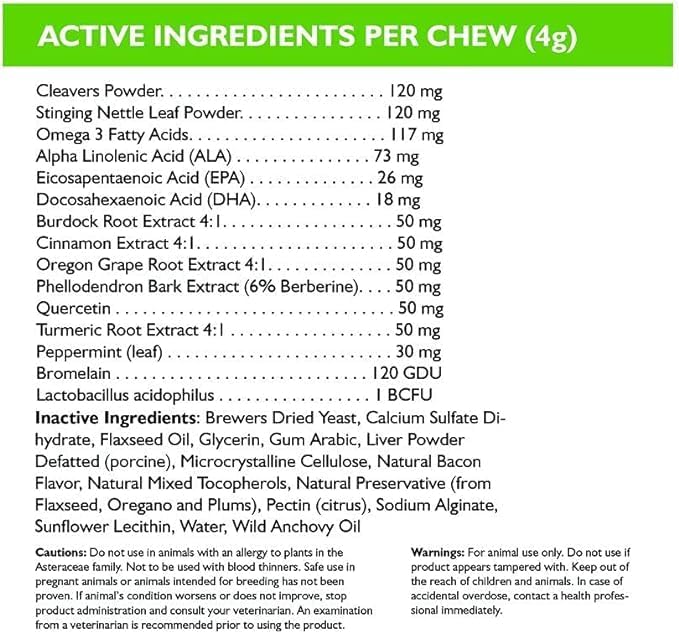 Only Natural Pet AllerFree Advanced Allergy Support for Dogs, Naturally Supports The Immune System, Respiratory System and Skin & Coat - 60 Count (AF Pack of 2)