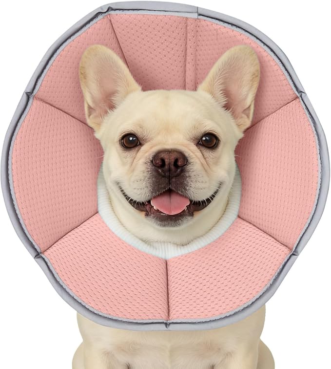 MAXFUT Dog Cone Collar,Soft Cone for Dogs to Stop Licking After Surgery,Non Inflatable Dog Donut Cone (Pink, S)
