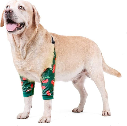 HDKUW Dog Elbow Protector, Dog Front Leg Recovery Sleeve for Prevent Licking Wound, Elbow Sleeves with Mesh Pad for Medium Large Dogs Cherry XL