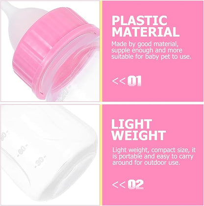 2Pcs Kitten Milk Bottle Leak Puppy Feeder Plastic Feeding Bottles for Newborn Cats and Small Animals Soft Safe Material Controls Intake Prevents Overfeeding Diarrhea