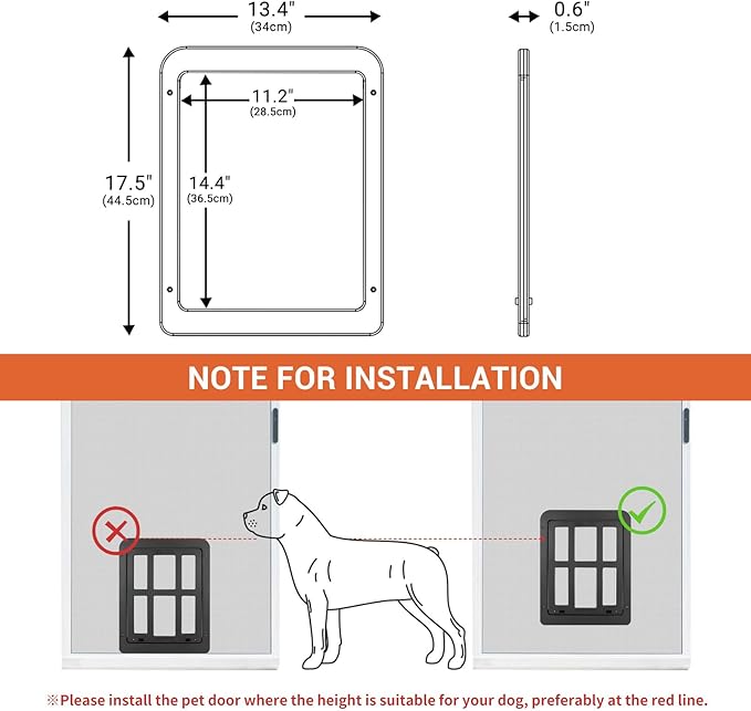 PETLESO Large Dog Door for Screen Door - 11.2"x14.4" Magnetic Flap Pet Door with Lockable Insert, Ideal for Medium to Large Dogs, Sliding Door Compatible, Black