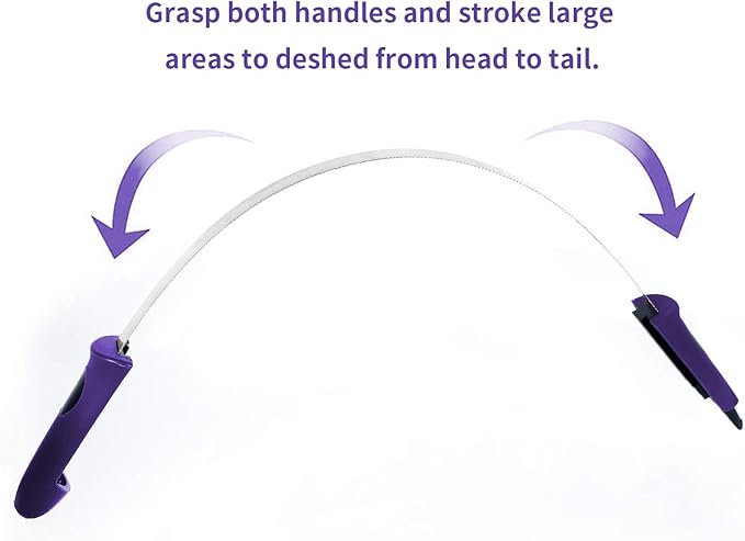 BOTH WINNERS Dual-Sided Shedding Blade with Stainless Steel Blade De-Shedding Tool for All Dog Coat Types- Soft Touch Grip (PURPLE)