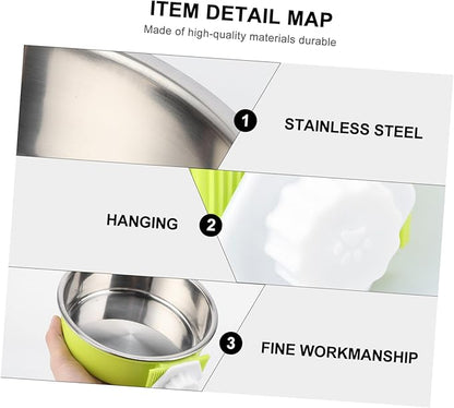 VANZACK Stainless Steel Dog Bowl Pet Feeder Portable Pet Water Dispenser Easy Cleaning Double Layer Bowl Green Pet Supplies