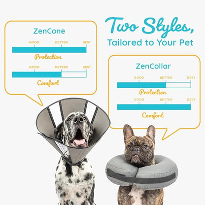 ZenPet Recovery Cone E-Collar for Dogs & Cats – Soft, Comfortable, Safe & Stress-Free Healing After Surgery, Adjustable Design, Secure Custom Fit (Small)