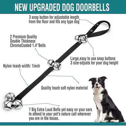 BLUETREE 2 Pack Dog Doorbells Premium Quality Training Potty Great Dog Bells Adjustable Door Bell Dog Bells for Potty Training Your Puppy The Easy Way - 7 Extra Large Loud 1.4 DoorBells