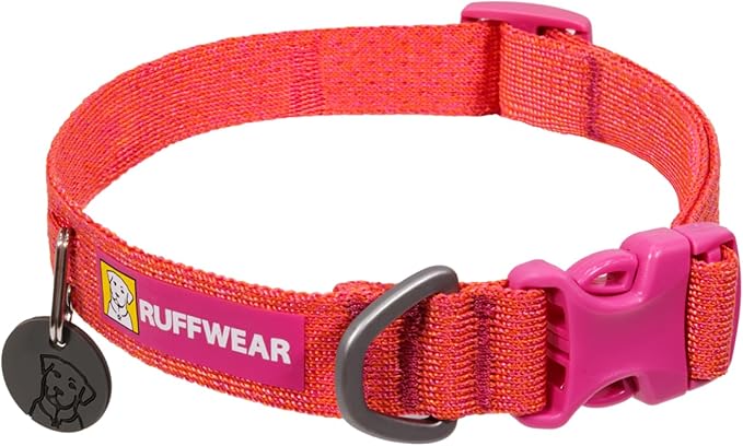 Ruffwear, Front Range Flex Dog Collar, Soft Engineered Knit for Everyday Walks, Lightweight Adjustable with Aluminum V-Ring, Integrated ID Tag Silencer, Quick Release Buckle, Rose Violet, 11"-14"