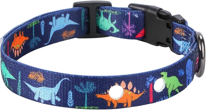 Rhea Rose 3/4 Inch Replacement Collar Strap Shock Collar with 2 Holes, Compatible with Nearly All Brands and Models of Underground Electric Dog Fences and Training Collars, Blue Dinosaurs