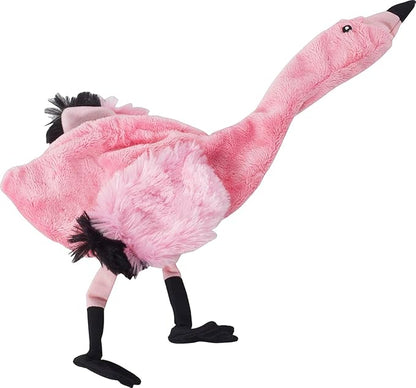 SPOT Skinneeez Flamingo 13 Inch Stuffing-Free Plush Squeaky Dog Toy – Soft Interactive Chew Toy for Small and Medium Dogs – Mess-Free Play for Light & Moderate Chewers