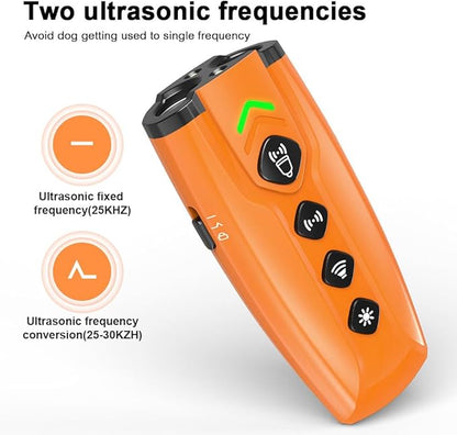 Dog Bark Deterrent Devices Rechargeable Anti-Barking Device for Dogs with 3X Ultrasonic Barking Control & Behaviour Correct Feature Better Than Dog Training Collars or Shock Collars (Black & Orange)