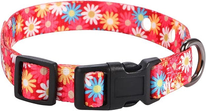 Rhea Rose 3/4 Inch Replacement Collar Strap Shock Collar with 2 Holes, Compatible with Nearly All Brands and Models of Underground Electric Dog Fences and Training Collars, Red Daisy
