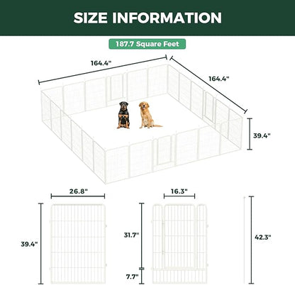 FXW Rollick Unleashed Dog Playpen for Indoor, Yard, RV Camping, 40 inch 24 Panels for Medium and Large Dogs, White│Patented